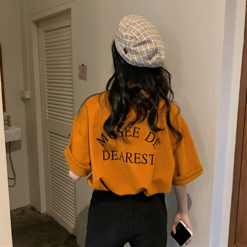 2022 summer dress new loose color T-shirt female short sleeve student Bathyme printed pure cotton half sleeve upper clothes