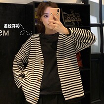 Sweater womens autumn and winter outings Knitted Cardiovert early fall Lazy Wind Blouse Spring Autumn V Collar Cardiovert Coat 2021 New