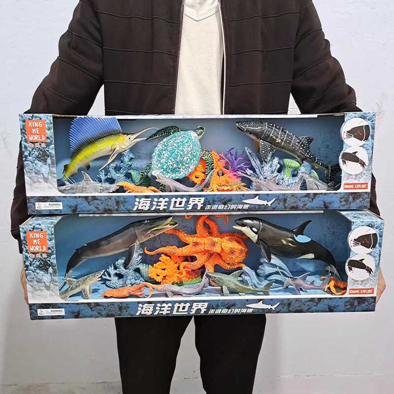 Marine Life Model Set with Movable Joints, Shark, Octopus, Turtle, Whale, Children's Simulated Marine Animals