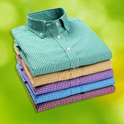 Áo sơ mi kẻ sọc nhỏ màu xanh đen trắng kẻ sọc dài tay nam giữa ban ngày mặc áo sơ mi ca rô cotton