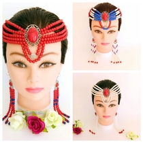 Mongolian Tibetan girls headwear suits Mongolian costumes matching hair accessories for tourist photo-dance performance ornament