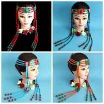Mongolian womens new headdress long tassel hair accessories Dance performance with Mongolian robe jewelry Bridal makeup