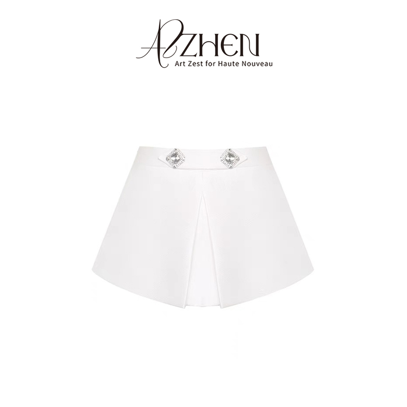 Azzhen【Sugar Cube Pants】Summer Heavy-Duty Rhinestone-Embellished Versatile Casual Short Skirt Pants for Women Azzhen【Sugar Cube Pants】Summer Heavy-Duty Rhinestone-Embellished Versatile Casual Short Skirt Pants for Women