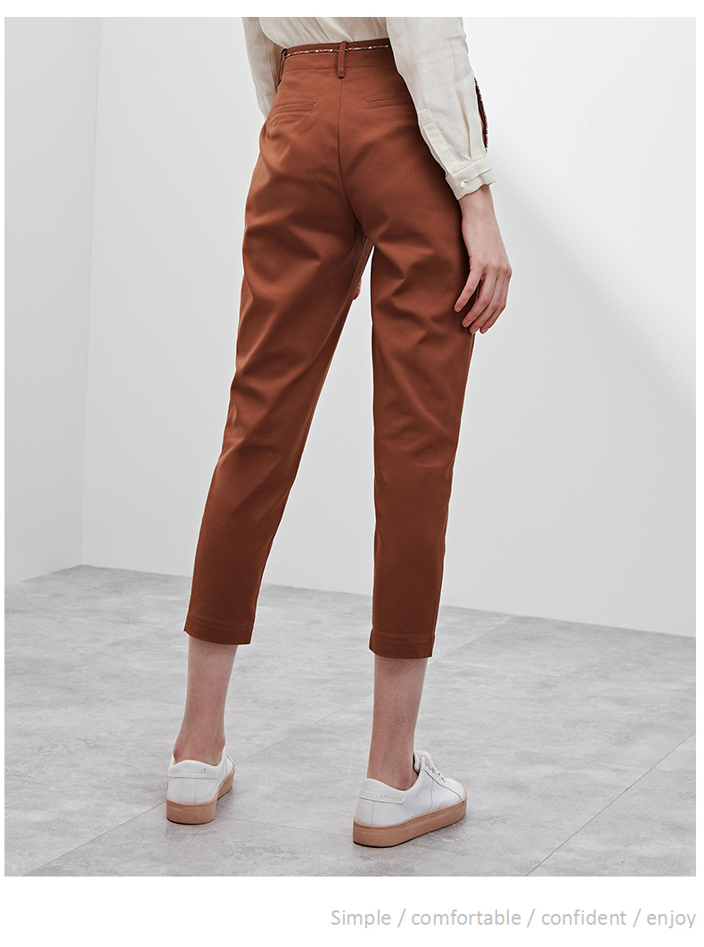 一 嘉 e + Quần Harlan mới mùa thu Quần cotton nữ xếp li mùa hè Quần cắt cạp siêu nhỏ - Quần Harem quần âu cạp cao