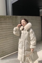 Mrs Qian 2019 new autumn and winter white duck fluff collar bread down jacket womens long fashion small coat