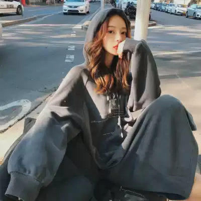 Mrs. Qian's home Sydney custom Christmas elk print dress women's autumn and winter clothes long version knee hooded sweatshirt skirt