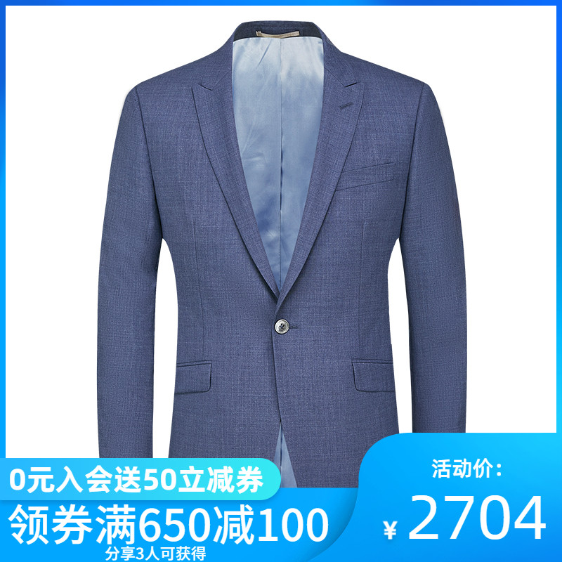 Chúc mừng chim mùa xuân mới Đàn ông kinh doanh chính Suit Suit Grey len màu xanh Trim một Suit Nút