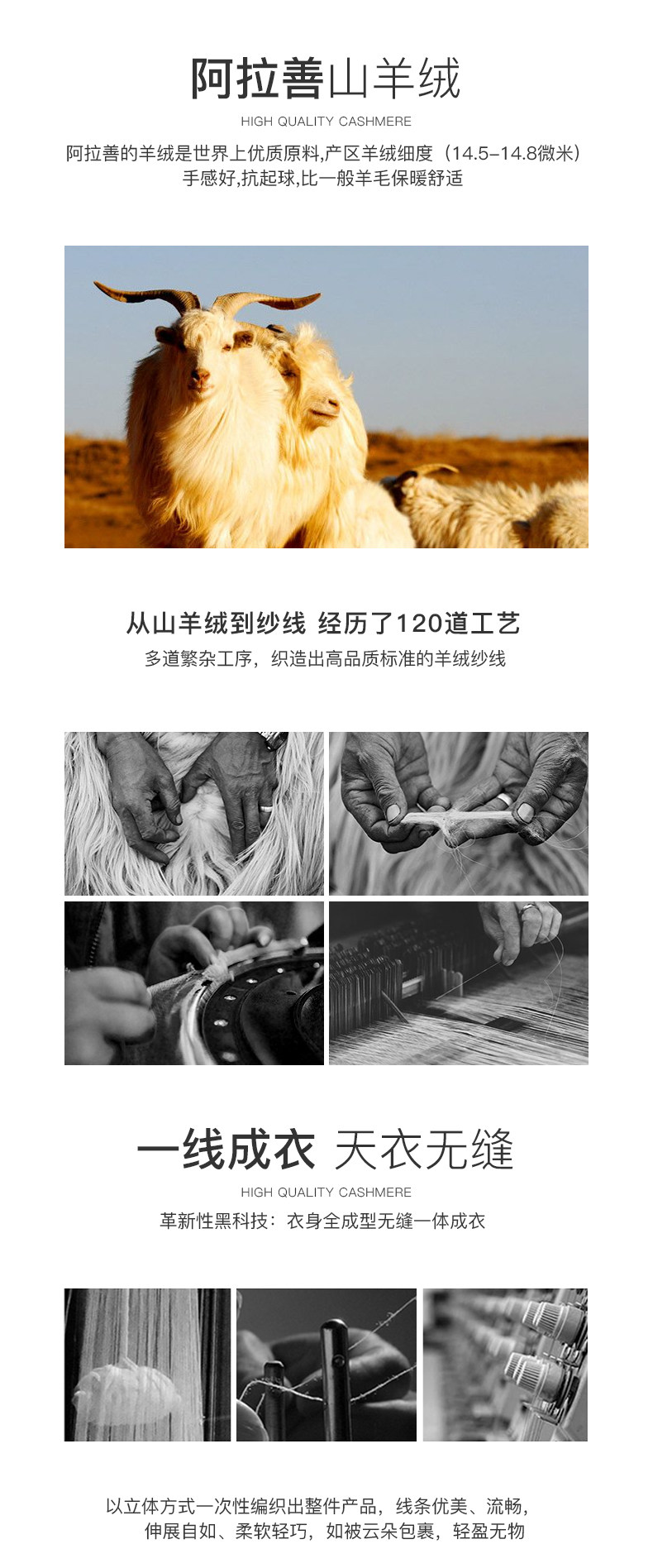 报喜鸟 100%山羊绒 男士加厚圆领针织衫 图3
