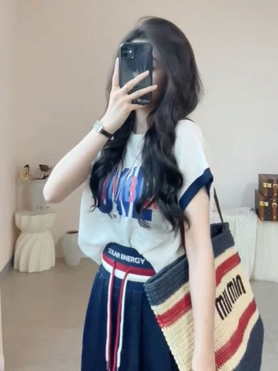 专柜正品时尚休闲运动套装女夏薄款百搭宽松减龄短袖阔腿裤两件套