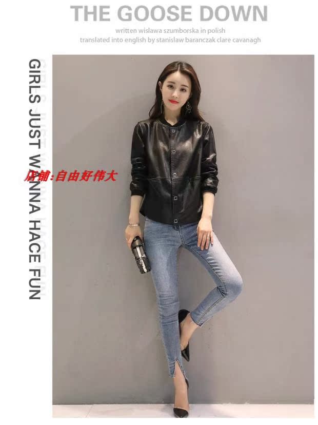 Áo khoác da nữ ngắn đoạn xuân hè 2018 Phiên bản Hàn Quốc rộng rãi PU size áo khoác da ngắn khí chất áo khoác da nữ bình thường áo khoác da thật
