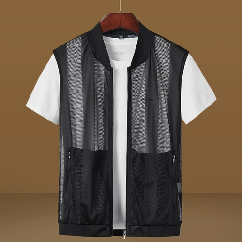 Летний тонкий шелковый жилет подходит для мужчин и женщин, дышащая ветровка