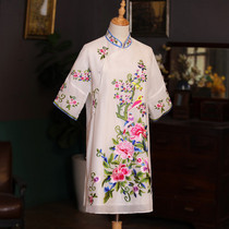 Xiaoshan Home 2021 Xia Xin Silk Heavy Industry Embroidery Chinese Tang Dress Top Size Long Shirt Improved Cheongsam Jacket