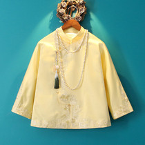 Original small good home Chinese style autumn 2021 Chinese embroidered small coat short yellow cheongsam style top