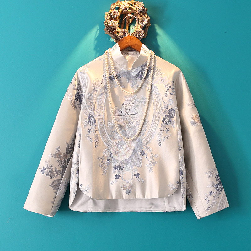 Genuine Xiaoshan's home 2022 autumn retro national style improved jacquard cheongsam top Chinese Tang suit jacket