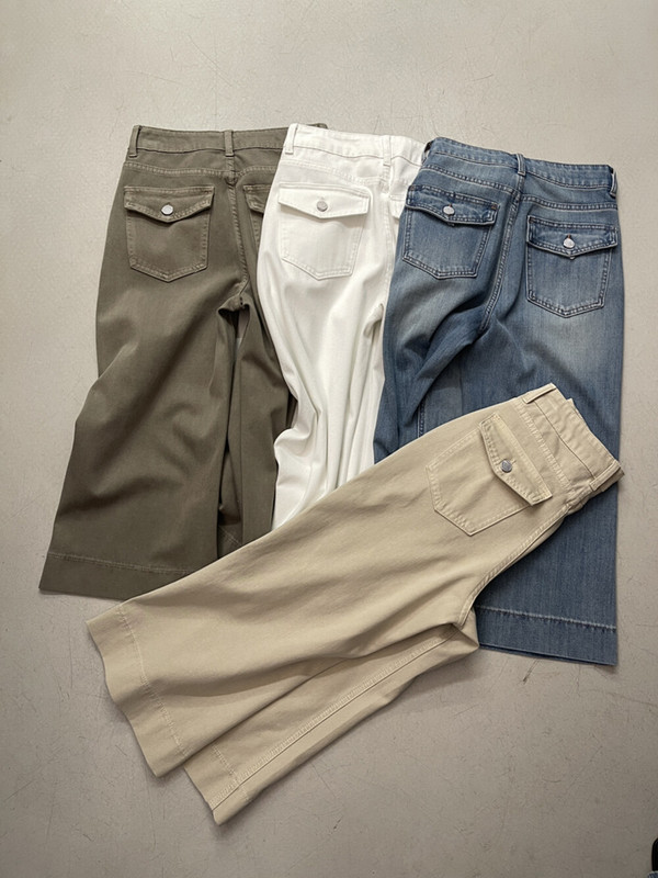 Summer New Korean Style Pocket Design Cropped Flared Pants Retro Fashion Versatile Loose Wide-Leg Jeans