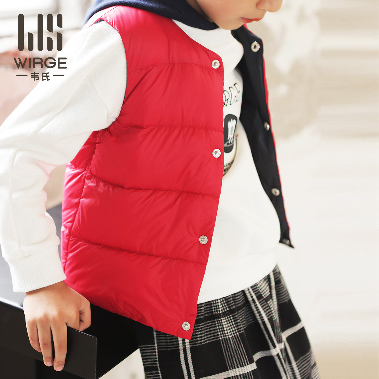 Wechsler's high-end men's middle-aged children's autumn and winter light and thin models inside and outside wear children's down vest vest vest warm jacket