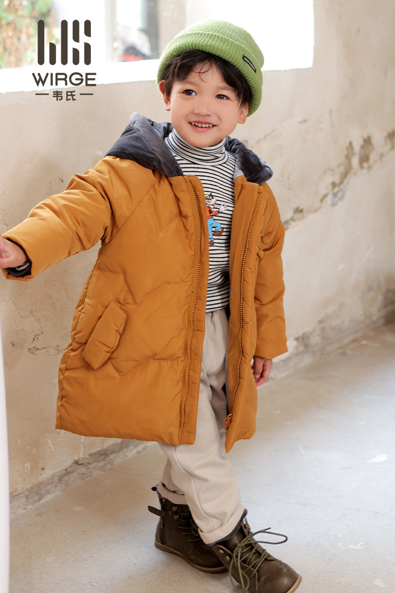 Vets Men's and Men's Baby Han Edition Brief About Child Down Closet Winter Warm Upscale Foreign Pie White Duck Suede Jacket Children clothing