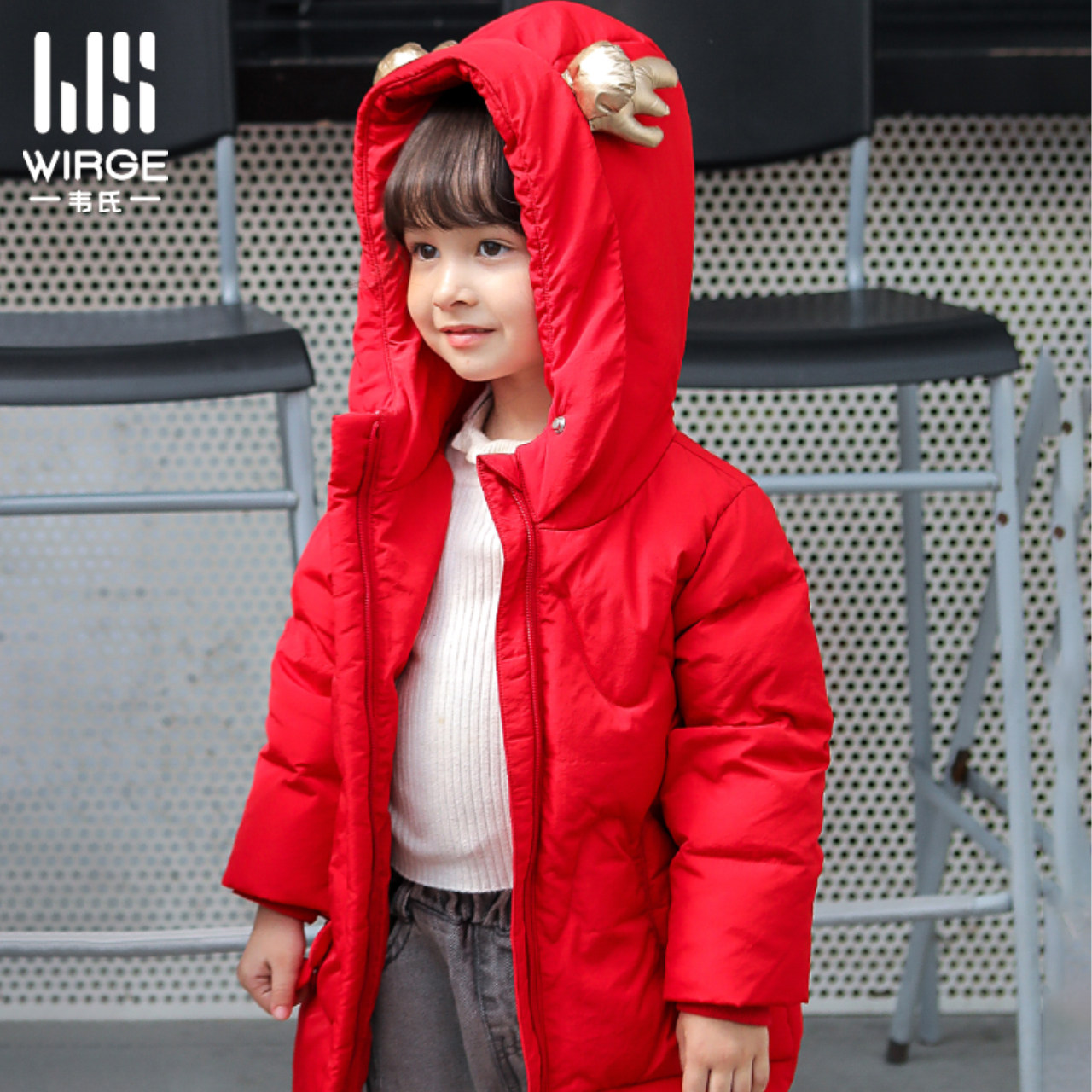 Wechsler's winter cute children's down jacket boys and girls children's long version over-the-knee white duck down jacket