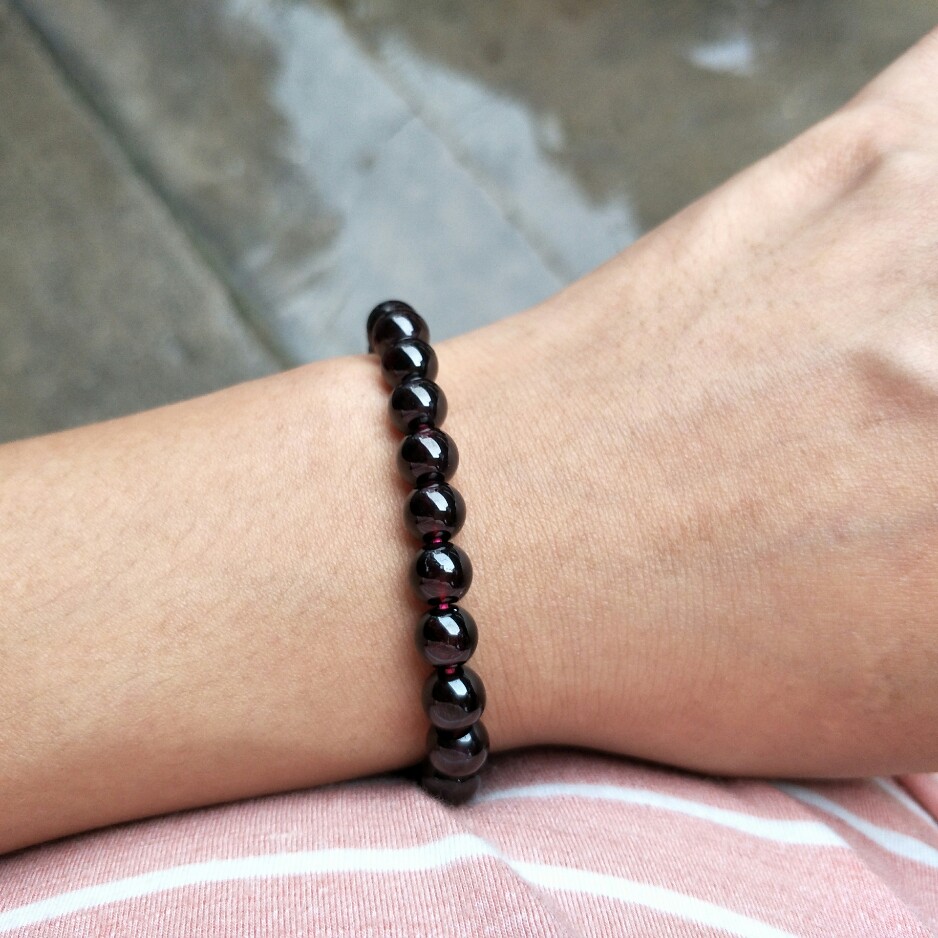 Wine red GARNET bracelet men's and women's natural hand beads 7MM platform jewelry promotional single circle