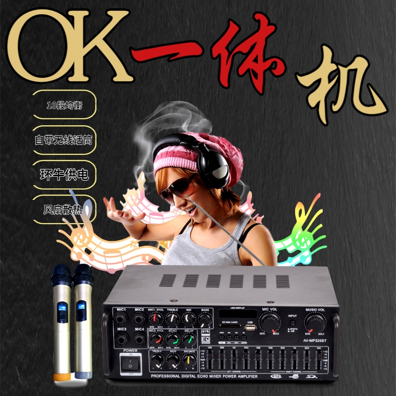 400W Power Amplifier Home Professional High Power Karaoke Acoustics With Bluetooth Radio Radio Microphone Power Amplifier SS