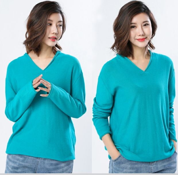 2018 Siqin cotton và vải lanh kích thước lớn văn học của phụ nữ áo len giản dị lỏng áo len của phụ nữ áo len dài tay áo ghi lê len