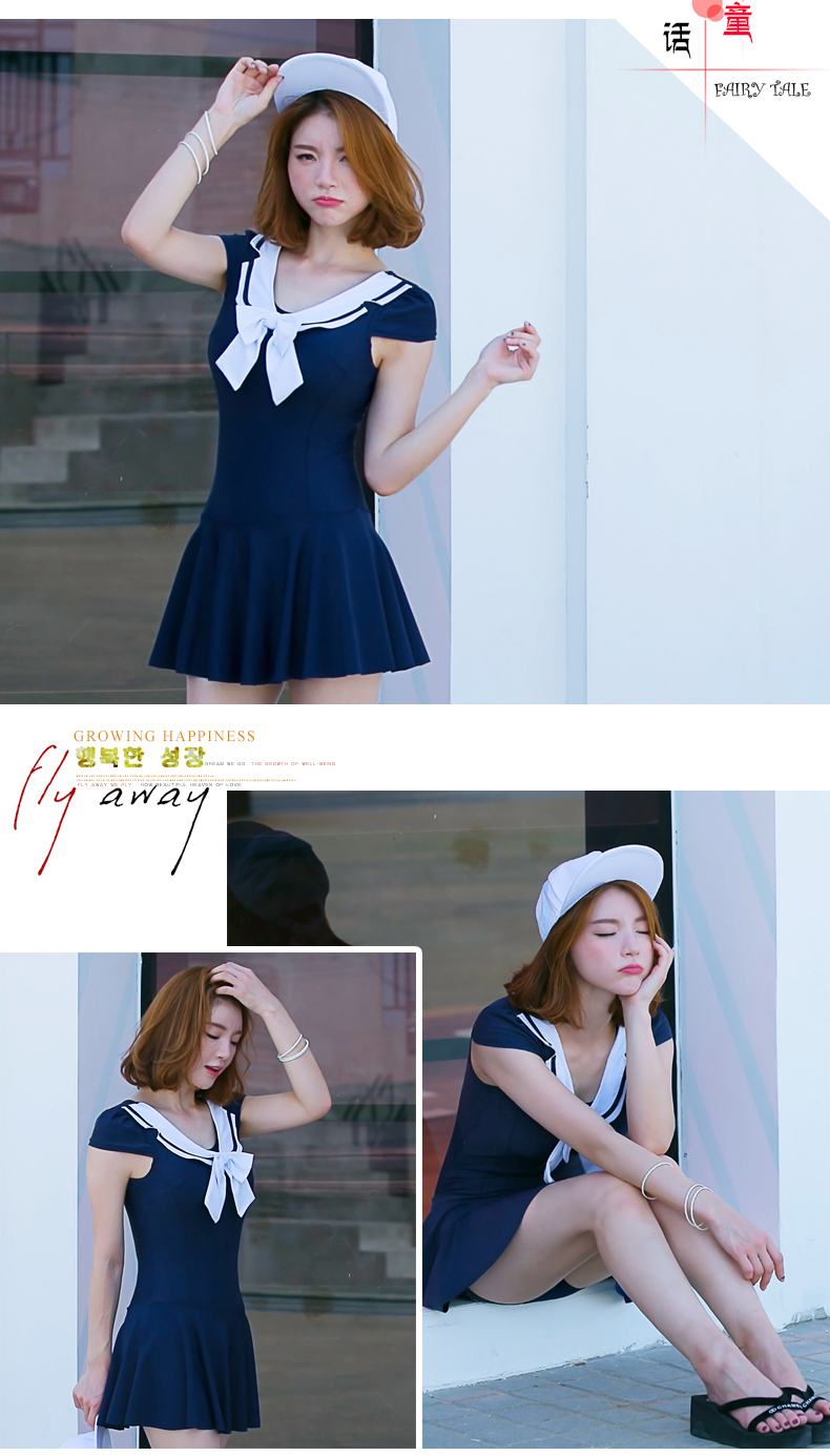 Jin Hong 7644 áo tắm nữ bảo thủ ngực nhỏ tập hợp đồ bơi học sinh Xiêm váy giảm béo bụng phẳng - Bộ đồ bơi One Piece bikini liền thân màu đen
