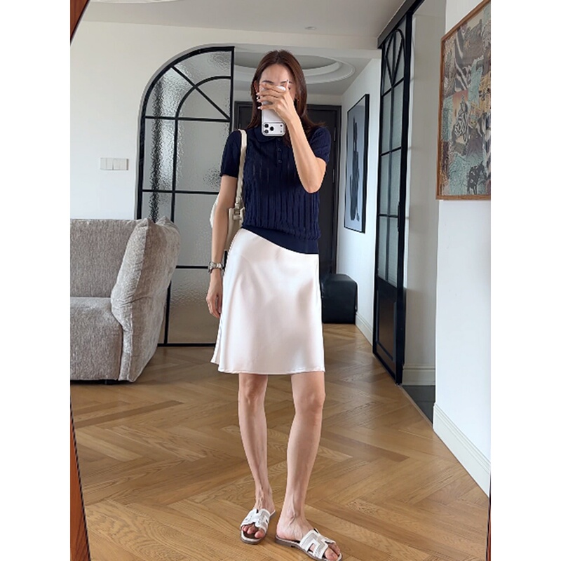 Eul Eby New Matte Acetate Skirt, Light Luxury, Casual Style, Drapey Satin Women's Summer Midi Skirt Eul Eby New Matte Acetate Skirt, Light Luxury, Casual Style, Drapey Satin Women's Summer Midi Skirt