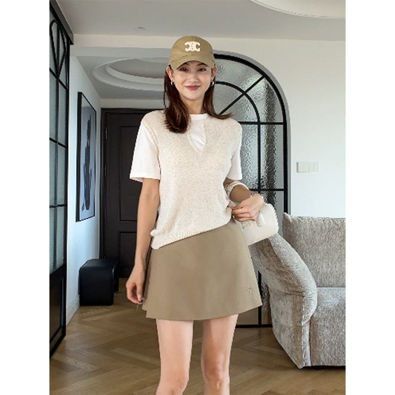 Eul Eby New Casual Style Skirt with Bee Embroidery, Summer Culottes, Suit Short Skirt, Women's A-Line Skirt Eul Eby New Casual Style Skirt with Bee Embroidery, Summer Culottes, Suit Short Skirt, Women's A-Line Skirt