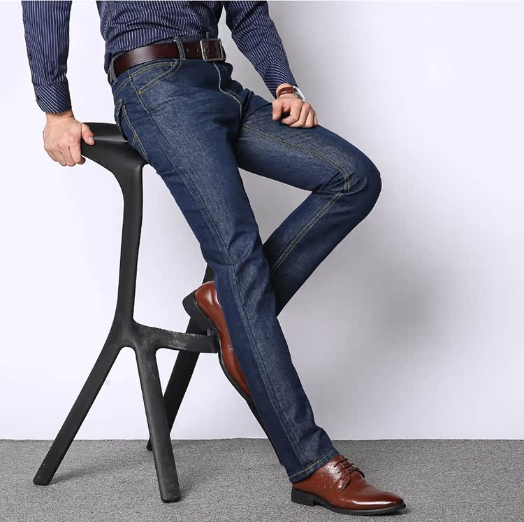 Quần jeans ống đứng cỡ nhỏ kinh doanh công sở bình thường mặc hoang dã cỡ lớn quần trung niên cha quần tây nam