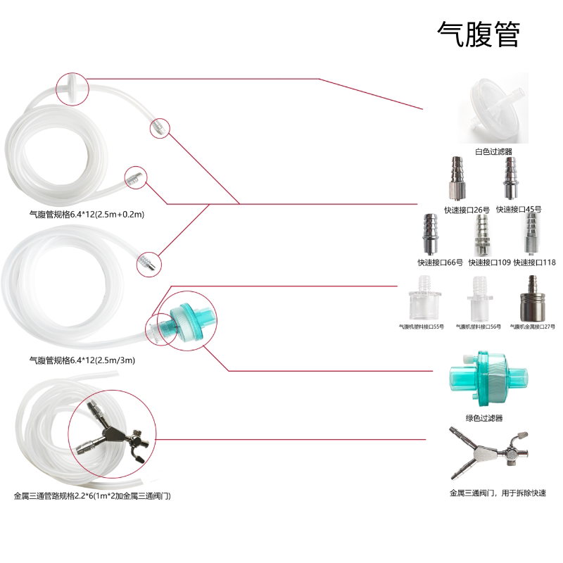 气腹机转接口气腹管气腹管接口膨宫管快接接口气腹针接口过滤器
