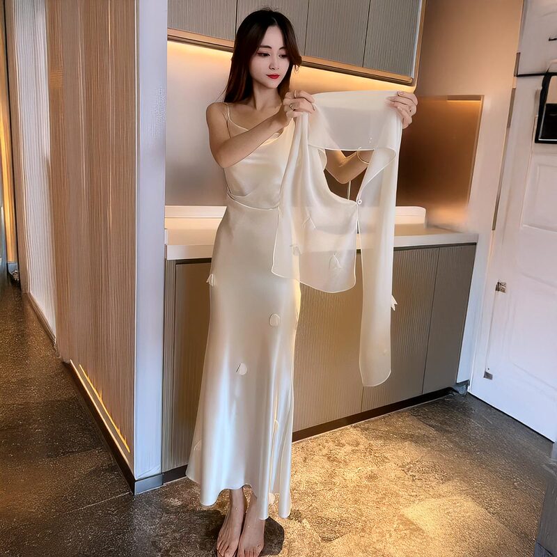 French-Style High-End Acetate Satin Slip Dress with a Gentle and Elegant Temperament, Socialite Waist-Cinching Bodycon Long Dress for Women