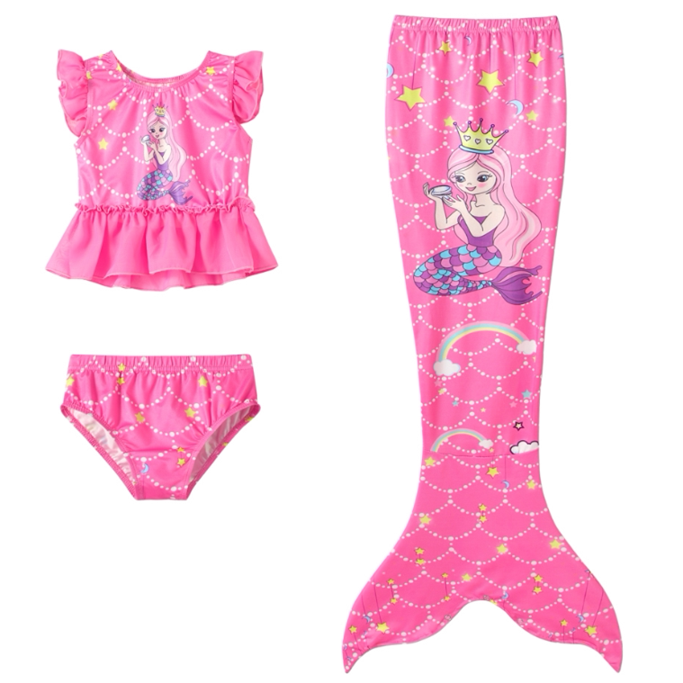 Girls Swimsuit Mermaid Costume Cute Princess Tail Swimsuit Suit Children Fishtail Skirt Children Swimwear