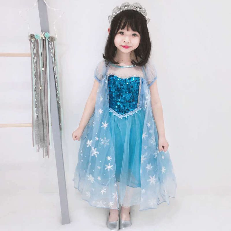 Snow-Snow-Frozen Princess Aesa girl Summer Yang baby Aisha dress children Esha new dress