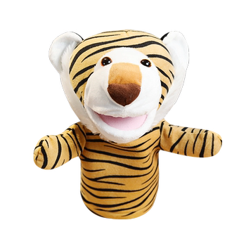 Tiger hand puppet toy with movable mouth, children's ventriloquism finger doll, stuffed animal rag doll, performance puppet