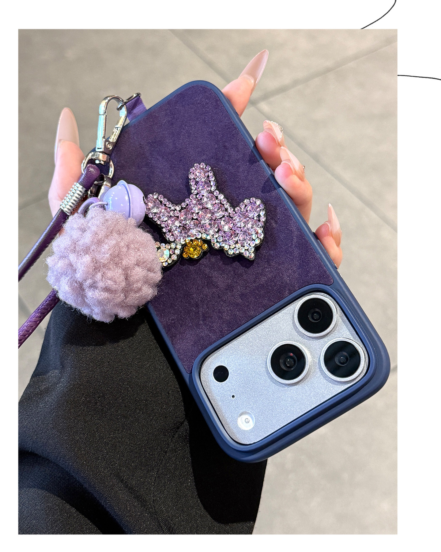 Purple Plush Diamond-encrusted Phone Case For Iphone 17 Max_voghion.com