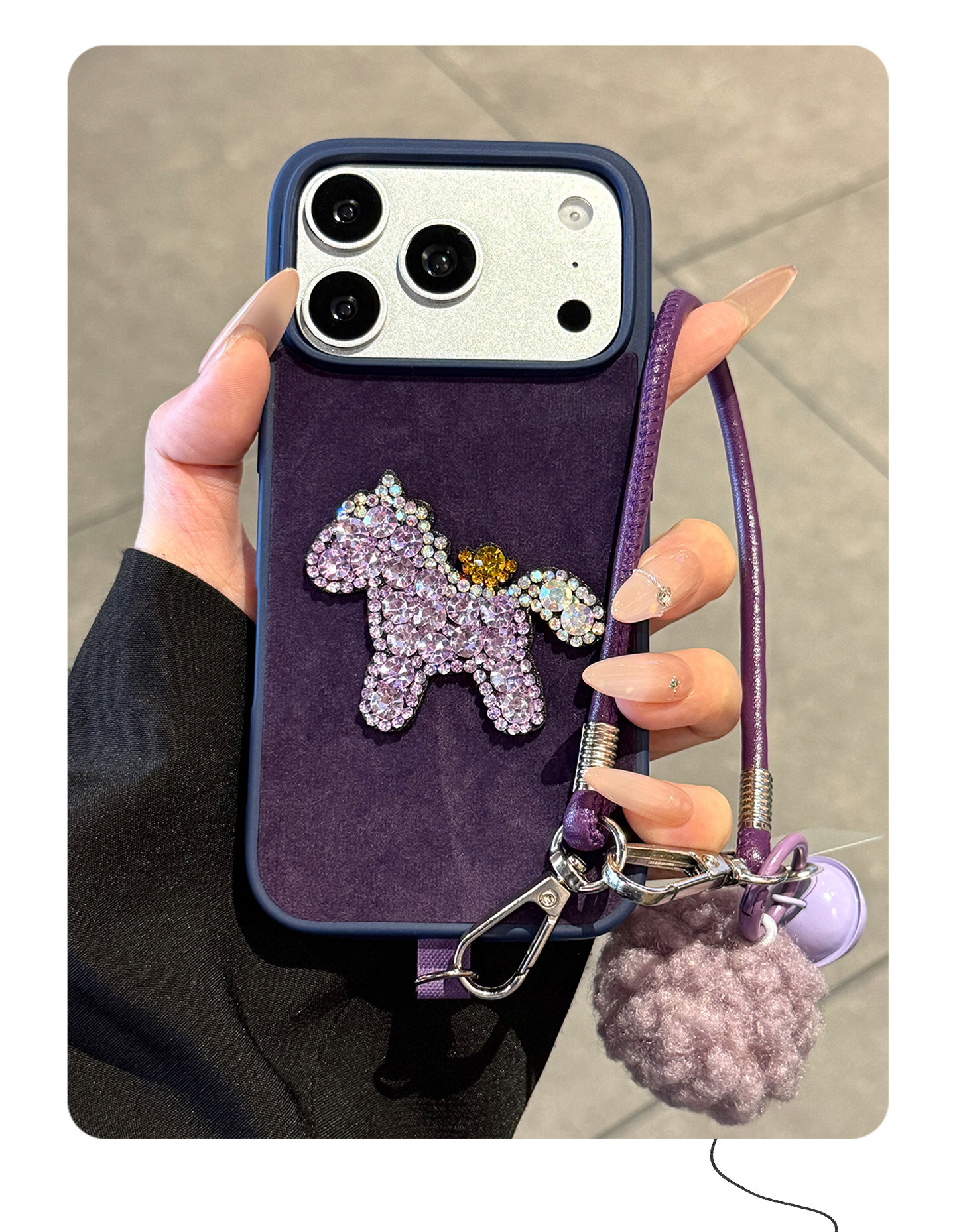 Purple Plush Diamond-encrusted Phone Case For Iphone 17 Max_voghion.com
