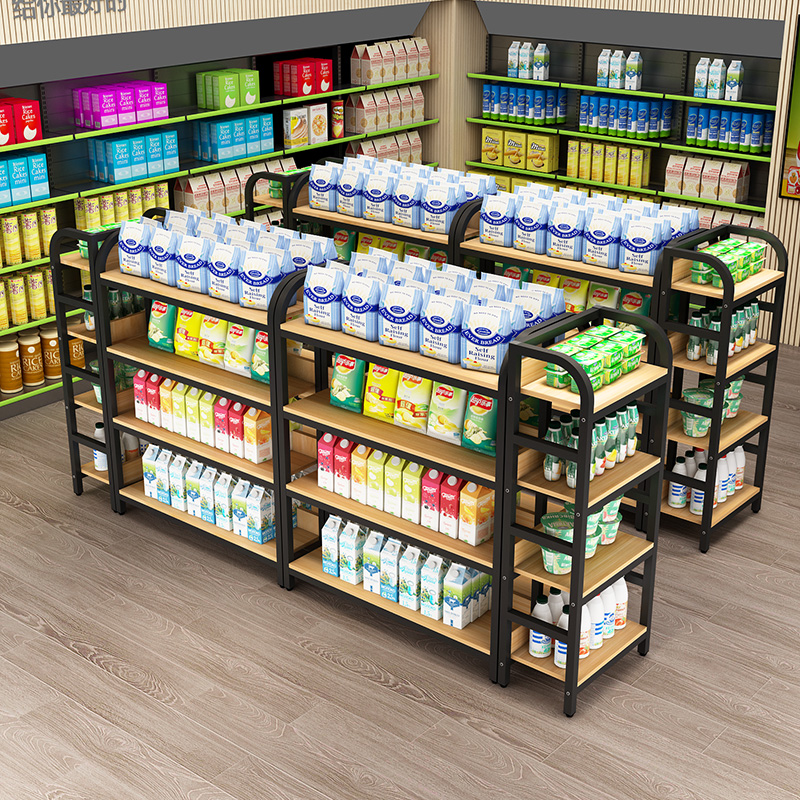 Double-sided island cabinet multi-layer shelf adjustable supermarket convenience store hook showcase beauty salon cosmetics display stand