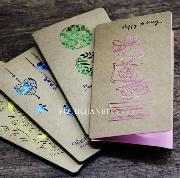 Retro Kraft Paper Personality Card hollowed birthday present Couple Friends Teacher's Day Card