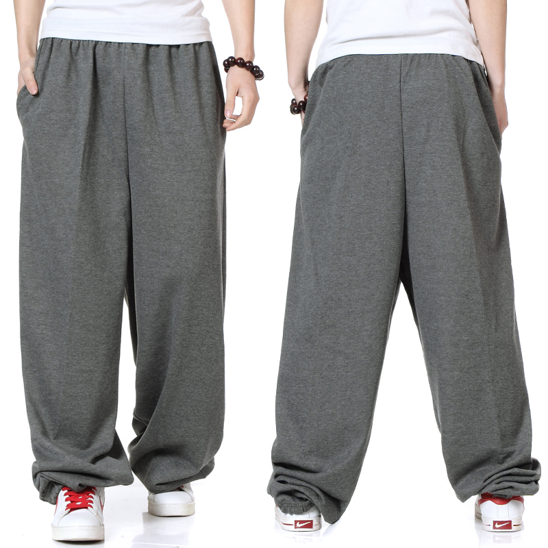 Foreign Trade Pure Cotton Plus Size Casual Pants 120kg / 150kg Men's Dark Gray Sweatpants Men's Long Pants