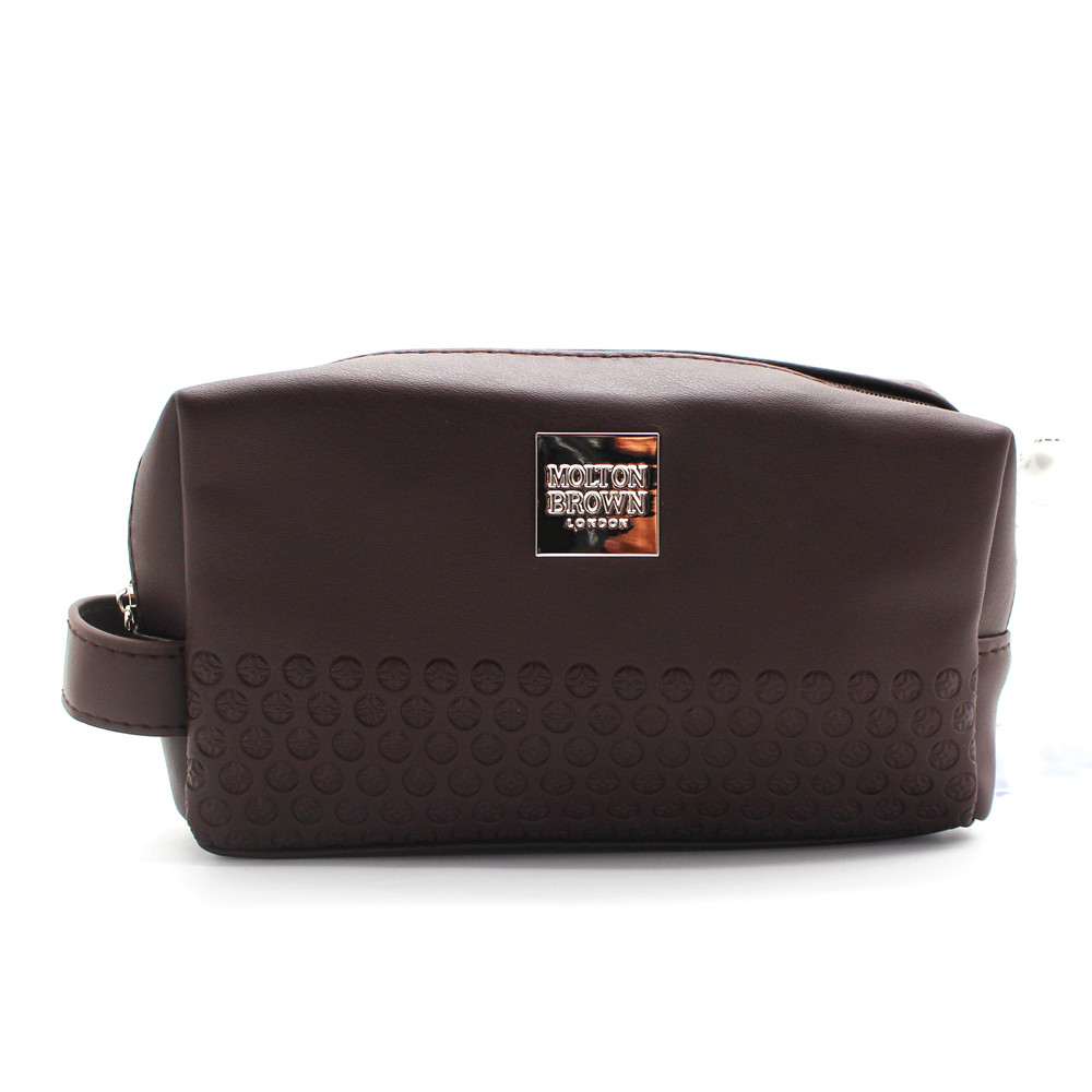 Turkish Airlines first class Brown pu leather clutch wash bag Simple cosmetic bag Storage bag Electronic mobile phone