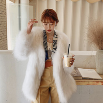 Autumn and winter 2021 New raccoon wool woven fur coat womens long fashion slim young coat