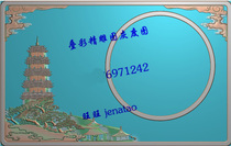 Pagoda inkstone tea tray JDP cable original finely carved figure grayscale computer engraving photo-relief map source file