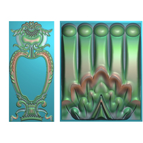 Eurostyle floral door finely carved column head flower owl applique with floral relief map grayscale fig.