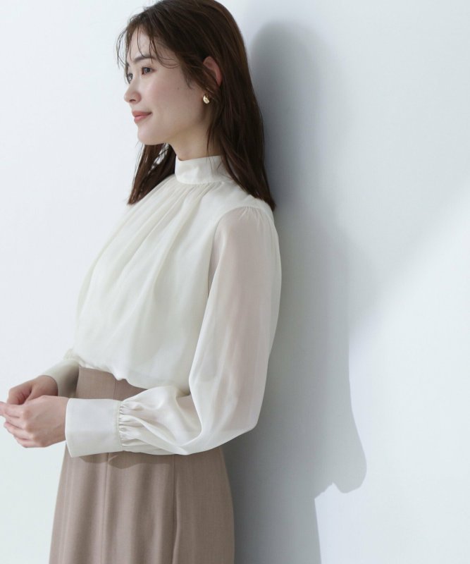 Organza! Textured New Vn Women's Organza Stand-Up Collar Elegant and Gentle Fashion Shirt 148 # 305 Organza! Textured New Vn Women's Organza Stand-Up Collar Elegant and Gentle Fashion Shirt 148 # 305