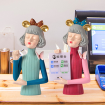 Creative girl Alipay Two-dimensional Code Merchants Collection Silver Desk WeChat Collection Code Counter Decoration Pendulum for Opening Gift