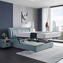 Chewashi modern minimalist style light extravagant genuine leather master bedroom with double bed household wedding bed storage 1 8 m bed C081