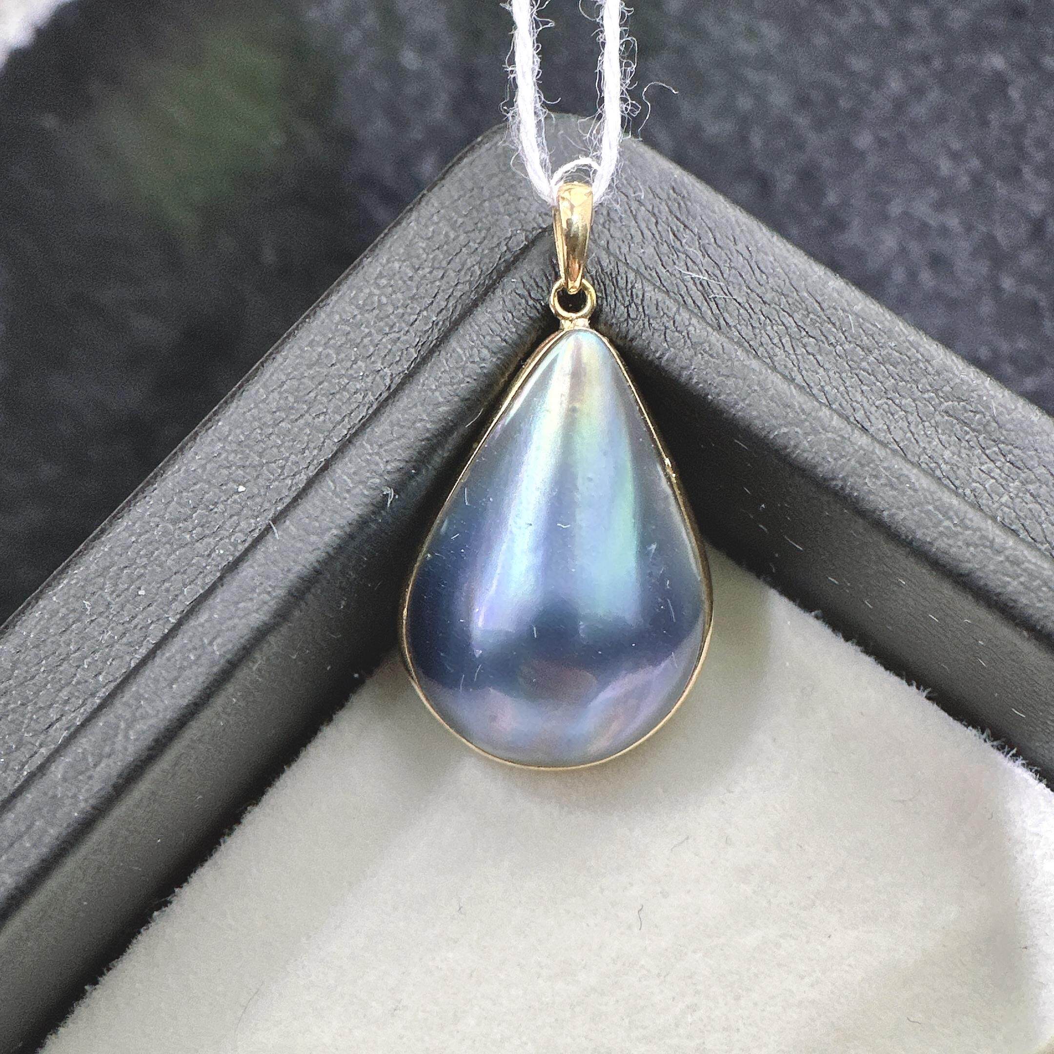 海水星空蓝水滴马贝吊坠18K金12-13MM P068：璀璨星辰，海洋之心！-颈饰