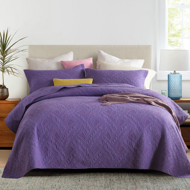 Foreign trade cotton bed cover double-sided dual-use cotton plain quilted air conditioner summer quilt European-style quilted bed sheet cover three-piece set