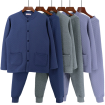 Middle-aged and elderly mens large size thermal underwear suit quilted thick cardigan autumn clothes long johns home service autumn and winter