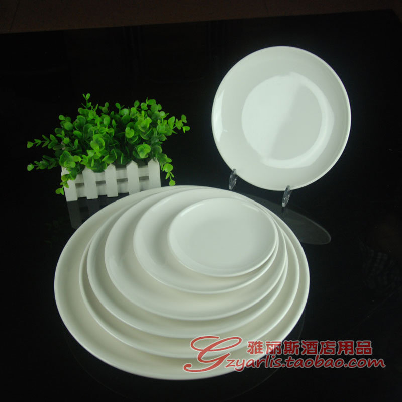 Imitation porcelain cutlery round flat disc plastic bone disc melamine light disc white plate Dish Fast Dinner Plate large disc